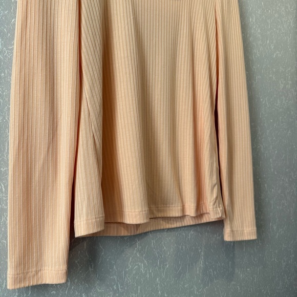 Anthropologie Pale Peach long puffed sleeve ribbed tee - Picture 4 of 8